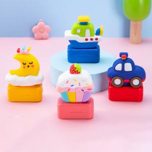 Custom cute cartoon waterproof shape lids toy stamps for children clothes