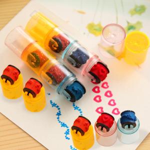 Cute children cartoon 3-section plastic color printing mud roller stamp