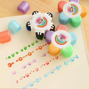 Hot sale five roller plastic kids cute rolling roller flower stamps