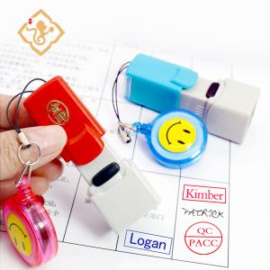 Hot sale keychain carrying pocket colorful rectangular cute office name stamp